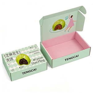 Boîte d'emballage alimentaire personnalisable en carton ondulé biodégradable et recyclable avec gaufrage et pelliculage mat pour sushis et chewing-gum - Product Image 4