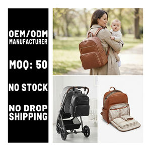Manufacturer Factory Direct Custom Logo Leather Mommy Nappy <strong>Changing</strong> Hospital Travel Baby Diaper Tote <strong>Bag</strong> for <strong>Twins</strong> - Product Image 2