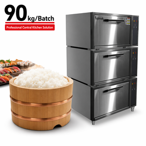 Vaporera de Arroz Comercial FUJIMAK, Cocedor de Arroz <span class=keywords><strong>para</strong></span> <span class=keywords><strong>Sushi</strong></span>, 90 kg/lote, Gabinete Eléctrico de 3 Capas <span class=keywords><strong>para</strong></span> Cocina Central - Product Image 1