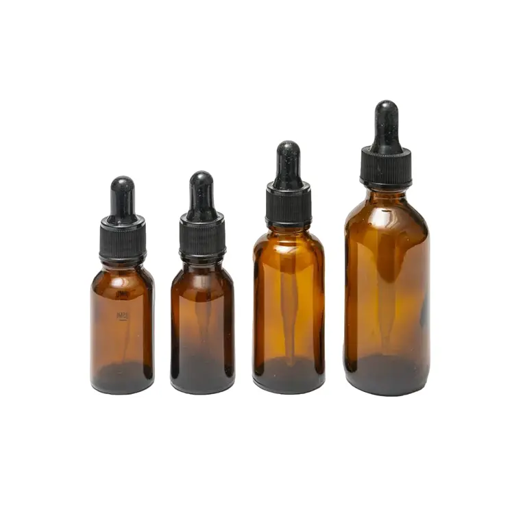 Flacon compte-gouttes d'huile essentielle en verre ambré de 10ml 20ml 30ml 50ml Offre Spéciale avec compte-gouttes en verre pour les soins personnels de beauté