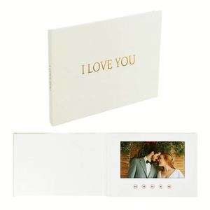 NUESTRA BODA: Libro de Video de Boda de Lujo con Lámina Dorada y Encuadernación en Lino, Pantalla IPS de 7 Pulgadas, Tarjeta de Invitación con Video - Product Image 1
