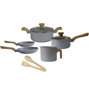 Modern Ceramic Marble Coated Pot Pan Glass Lids Bakelite Handles Non-Stick Aluminum <b>Cookware</b> <b>Set</b> - Product Image 3
