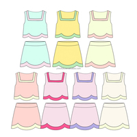 Conjunto de 2 Piezas para Niñas, Conjunto de Yoga de Verano, Falda Ondulada, Tela que Absorbe la Humedad, para Clases de Gimnasia, Talla Personalizada, Envío Rápido