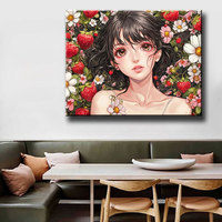Kits d'art diamanté 5D DIY de haute qualité pour la maison : Fille aux fraises, peinture diamantée complète, décoration murale ASF2991