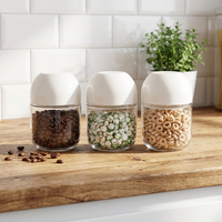 Bocaux de conservation en verre avec couvercle gradué en forme de capsule, récipients hermétiques pour céréales, farine, épices, 800 ml, 350 ml, bocal de garde-manger