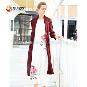 <span class=keywords><strong>Primavera</strong></span> de las mujeres de la moda Chiffon plisado largo abrigo de manga - Product Image 2