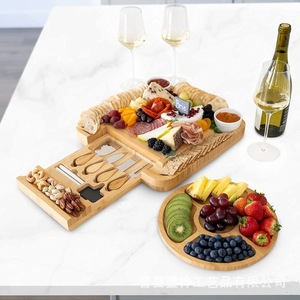 Retractable Cheese Board With <b>Knife</b> Set Wooden Serving Tray For Cheese Fruit Snacks And <b>Bread</b> Cutting - Product Image 1