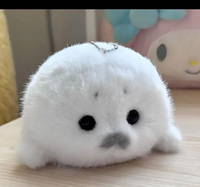 Porte-clés en peluche phoque mignon, boule moelleuse, poupée rembourrée en coton PP doux, animal marin, breloque de sac, jouet en peluche pour machine à griffes