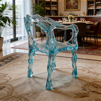 Chaise de salle à manger en résine transparente, fauteuil moderne créatif en forme de goutte d'eau en cristal pour salon, restaurant, mobilier commercial