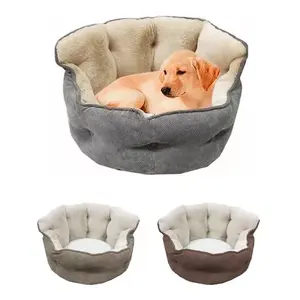 Ergonomic Round Dog Bed With Removable Washable Cover, Made Of Soft Coral Fleece And <b>Polyester</b> Fiber <b>Fill</b>, Suitable For Indoor U - Product Image 6
