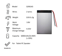 Baterai Lithium Polimer 3290145 Baterai Pengganti 2 Kabel Baterai Isi Ulang Kapasitas Tinggi untuk Speaker PC Tablet