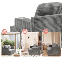 Cord-Sofa mit Kompressions- und Vakuumverpackung, Getränkehalter, doppelseitigen Taschen und Memory-Schaum-Kissen für das Wohnzimmer