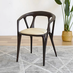 Silla de Comedor Nórdica Italiana con Respaldo de Madera y Reposabrazos Acolchados - Product Image 2