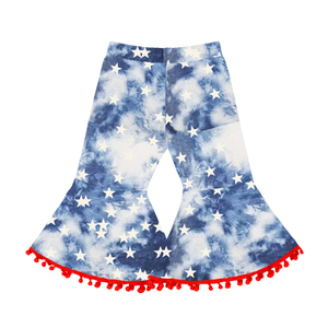 Pom Ropa Infantil de 4 de Julio con Temática Espeluznante, Pantalones Acampanados para Bebé, Pantalones Acampanados con Rayas y Estrellas, Pantalones de Chándal Oversize para Niña - Product Image 3