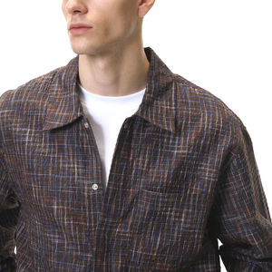 QUICKSHOW Streetwear <span class=keywords><strong>Seersucker</strong></span> Plaid <span class=keywords><strong>camicia</strong></span> prodotta su misura OEM Label stampa camicie per gli uomini - Product Image 3
