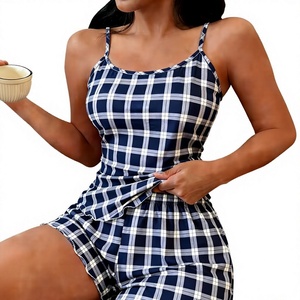 Women Floral Woven Breathable Drawstring Closure Elegant Sleep Romper Set Sleeveless Casual Summer Wear Soft Elastic Waist - Product Image 4