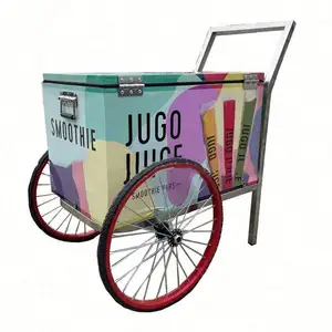 Colorido Multifunções Ice Cream Freezer Trailer/gelato Trolley/Ice Cream Cart Pequeno Comercial Ice Cream Maker Gelato Push Cart