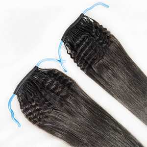 Nueva tendencia coreana, extensiones de cabello sin punta, cabello <span class=keywords><strong>ondulado</strong></span> rizado virgen con cutícula alineada - Product Image 3