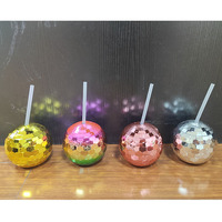 Argent Rose Or Disco pour Ball Tumbler Cup Sparkles Glitter Plastique Vin Cocktail Boire Bouteille Couvercle Paille pour Fête