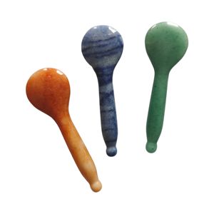 Cuillère Gua Sha en jade aventurine naturel poli pour les soins de la peau - Product Image 5
