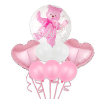 Ballon Bobo transparent 24 pouces Ballon en film aluminium Cartoon 3D Teddy Bear Set Birthday Party Balloon decoration