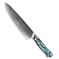 Professionele hakmes, ontbeenmes, snijmes, Santoku koksmes, keukenmessenset, keukenmessen met hars handvat, VG10 Damascus mes