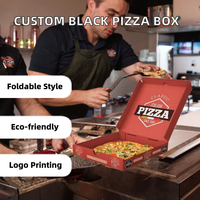 Boîtes à pizza octogonales noires personnalisées à bas prix, imprimées, en matériaux recyclés, emballage alimentaire de qualité supérieure, poignée vernie