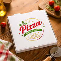 Boîte à pizza à emporter en carton blanc avec surface intérieure anti-graisse, pour tranches de pizza, pour chaînes de restaurants, usage commercial, portable, gaufrée