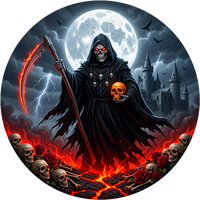 Pièce de monnaie en cuivre pur 999 de 1 oz, imprimée en couleur 2D, motif Halloween Grim Reaper Skull & Scythe
