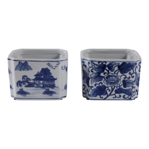 Organizer da Scrivania in Ceramica Rettangolare con Disegni Tradizionali Chinoiserie, Piccolo Accessorio per l'Ufficio - Product Image 5