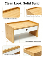 Organizador de Escritorio de Bambú Natural, Organizador de Cajones para Almacenamiento en Escritorio, Soporte para Suministros de Oficina, Mini Gabinete de Almacenamiento para Maquillaje
