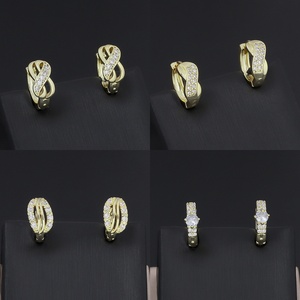 ต่างหูห่วงชุบทอง 14K ประดับเพชรซิร์คอนสำหรับผู้หญิง จาก JXX Wholesale Fashion Charm Jewelry - Product Image 1