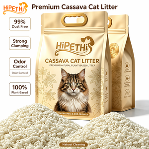 Litière pour chat biodégradable à base de manioc sans additifs artificiels, compostable, agglomération rapide, faible dispersion, granulés de tapioca pour intérieur - Product Image 1