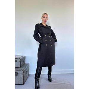 Abrigo Largo de Cuero Acolchado Negro al por Mayor, Ropa de Invierno, Impermeable, con Detalle de Botones, Opción de Tallas Grandes, Personalizable - Product Image 3