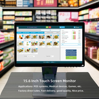 Harga Pabrik Baru Layar Sentuh 15.6 Inci 10 Titik FHD 1920x1080 Layar LCD Widescreen VGA & USB Sistem POS untuk Penggunaan Bisnis