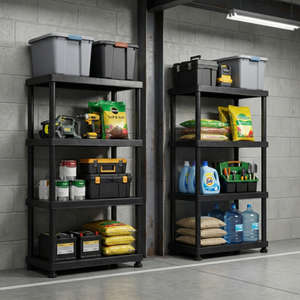 Étagère de rangement en plastique empilable traditionnelle à 3 niveaux avec une construction robuste et durable, facile à installer pour la maison, la cuisine, l'entrepôt - Product Image 6