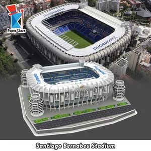 Kustom Mainan Pendidikan Anak-anak Puzzle Kartun DIY untuk Penggemar Sepak Bola Souvenir Real Madrid Stadion 3D Teka-teki Busa