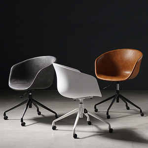 Sillón Giratorio <span class=keywords><strong>con</strong></span> <span class=keywords><strong>Ruedas</strong></span> de Plástico Blanco Nórdico para Sala de Estar u Oficina, Diseño Moderno para Exteriores - Product Image 6