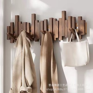 Piano <b>Key</b> Style Coat Rack Solid Wood Wall Mounted Heavy Duty Entryway Clothes Hat Hooks Modern Design - Product Image 2