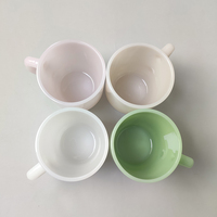 Tasse à café empilable de 240ml 8oz en verre de jade de couleur blanche, beige, rose et verte avec poignée, nouvel arrivage