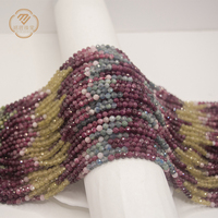 Perles en pierre naturelle à 100 %, tourmaline dégradée, 4 mm, rondes, facettées, perles de pierres précieuses en vrac pour la fabrication de bijoux DIY