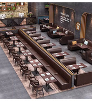 Conjunto de Asientos para Restaurante Comercial, Sofá de Cuero PU para Comedor, Mesa y Sillas con Estructura Metálica para Cafetería, Bistro, Bar