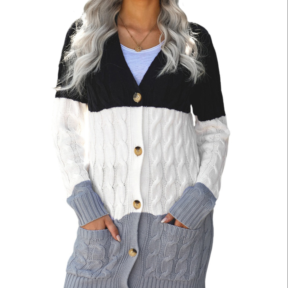 PRETTY STEPS 2021 PS8010 Women Solid Long Sleeve Casual Loose Long Pocket Cardigan