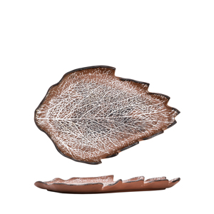 Fuente Tiermes Blanco 23 cm, plato de cerámica con forma de hoja para servir - Product Image 1