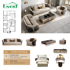 High End Luxury 1 2 <strong>3</strong> <strong>Seater</strong> Sofa Genuine <strong>Leather</strong> Antique Living Room Furniture Set Latest Design Home for Hotel Villa Home - Product Image 3