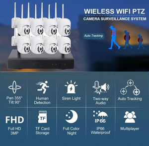 Kit NVR de sécurité sans fil Eseecloud 2.4G 5G <span class=keywords><strong>WIFI</strong></span> 4CH 3MP 5MP Mini PTZ IP AI Audio Vidéo Vision Nocturne HDD Système de Caméras Extérieures - Product Image 6