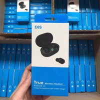 Earphone BT TWS E6S tanpa kabel, headphone Stereo suara LED, Headset In Ear Gaming A6S