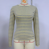 Camisetas de Manga Larga a Rayas para Mujer, 95% Algodón, 5% Elastano, Ajustadas, Elásticas, Casuales, Elegantes, Básicas, Ropa de Verano y Otoño 2026