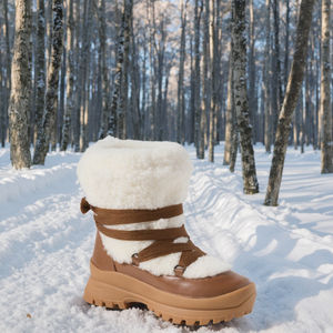 2024 Logo personnalisé femmes hiver chaud <span class=keywords><strong>bottes</strong></span> mode <span class=keywords><strong>fille</strong></span> fausse fourrure bottines semelle épaisse plate-forme PU semelle intérieure daim matériel neige - Product Image 2