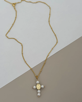 Collier de perles religieuses Déclaration Shell Croix Pendentif Collier Bijoux Cadeau